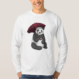 Camiseta Panda en la lluvia con el paraguas