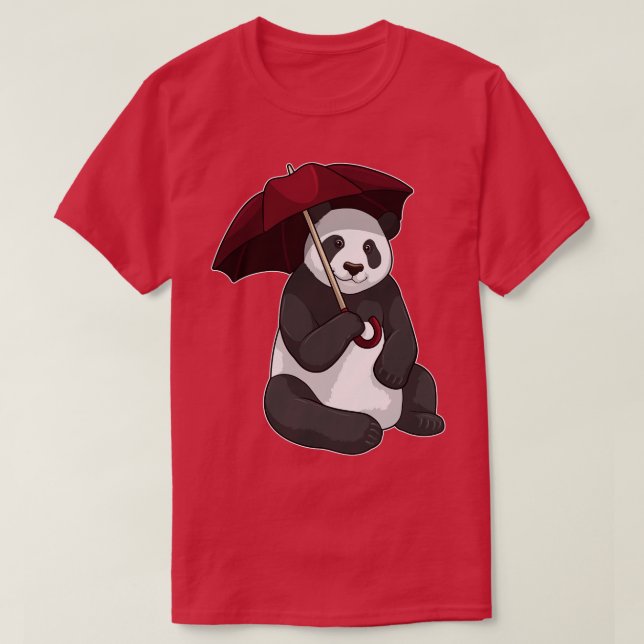 Camiseta Panda en la lluvia con el paraguas (Diseño del anverso)
