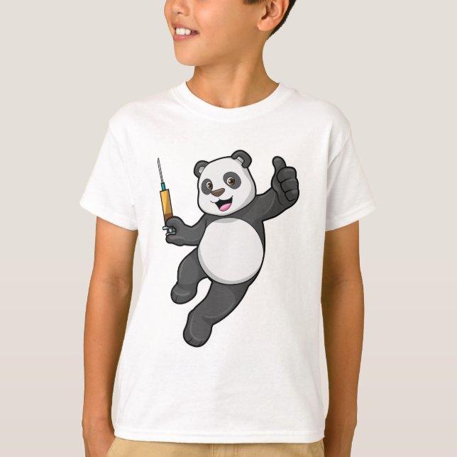 Camiseta Panda en la vacunación con jeringas (Anverso)