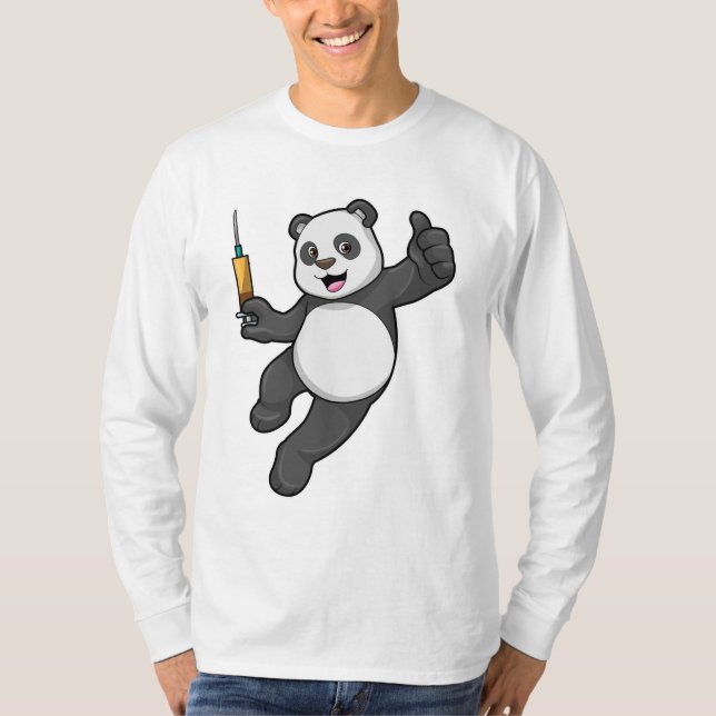 Camiseta Panda en la vacunación con jeringas (Anverso)