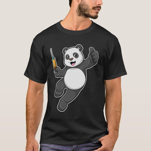 Camiseta Panda en la vacunación con jeringas (Anverso)