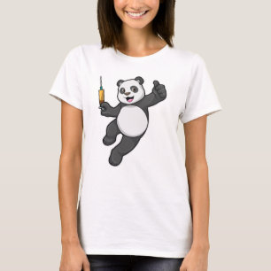 Camiseta Panda en la vacunación con jeringas