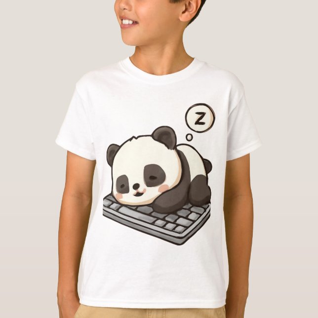 Camiseta Panda en modo de suspensión en el arte del teclado (Anverso)