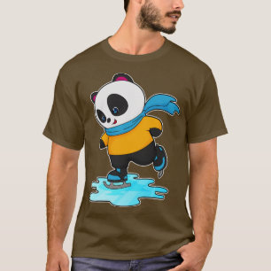 Camiseta Panda en patinaje sobre hielo con patines de hielo