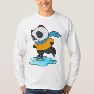 Camiseta Panda en patinaje sobre hielo con patines de hielo