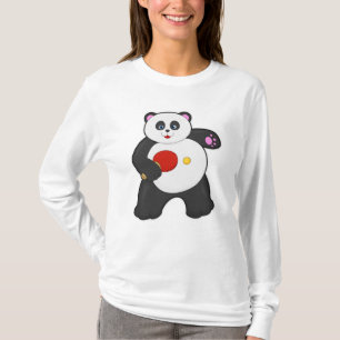 Camiseta Panda en ping pong con raqueta de tenis de mesa