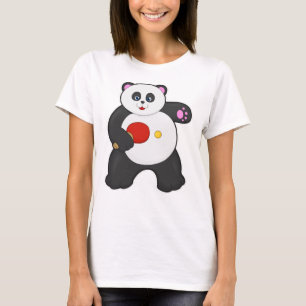 Camiseta Panda en ping pong con raqueta de tenis de mesa