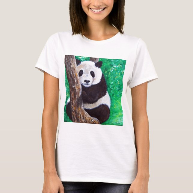 Camiseta Panda en una pintura de árbol (Anverso)