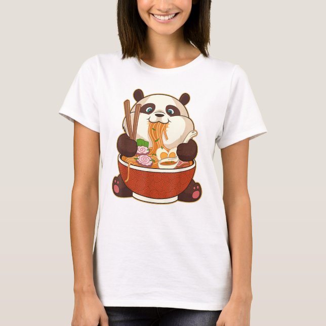 Camiseta PANDA ENCENDIDO POR RAMEN | Grasa Panda Comiendo R (Anverso)