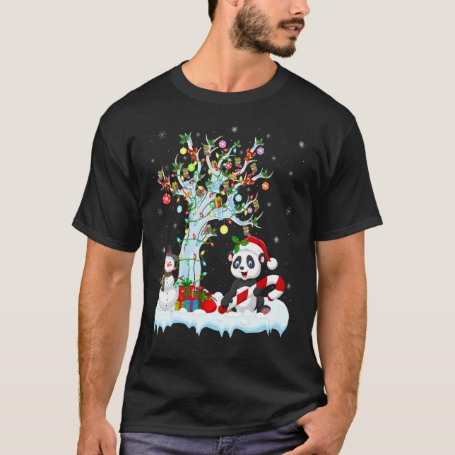 Camiseta Panda enciende Navidades del árbol de navidad Snow (Anverso)