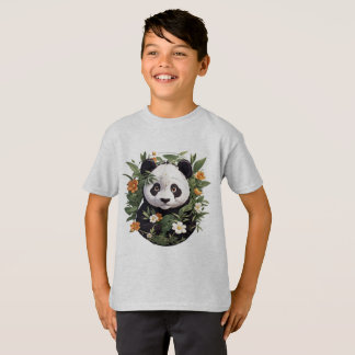 Camiseta Panda entre flores