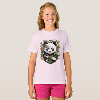 Camiseta Panda entre flores