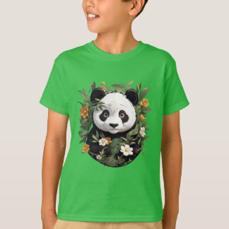 Camiseta Panda entre flores
