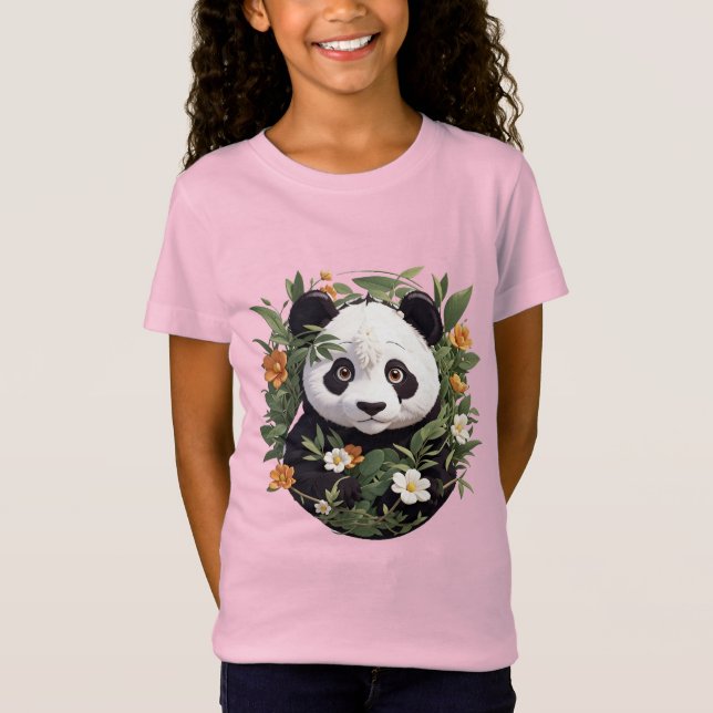 Camiseta Panda entre flores (Anverso)