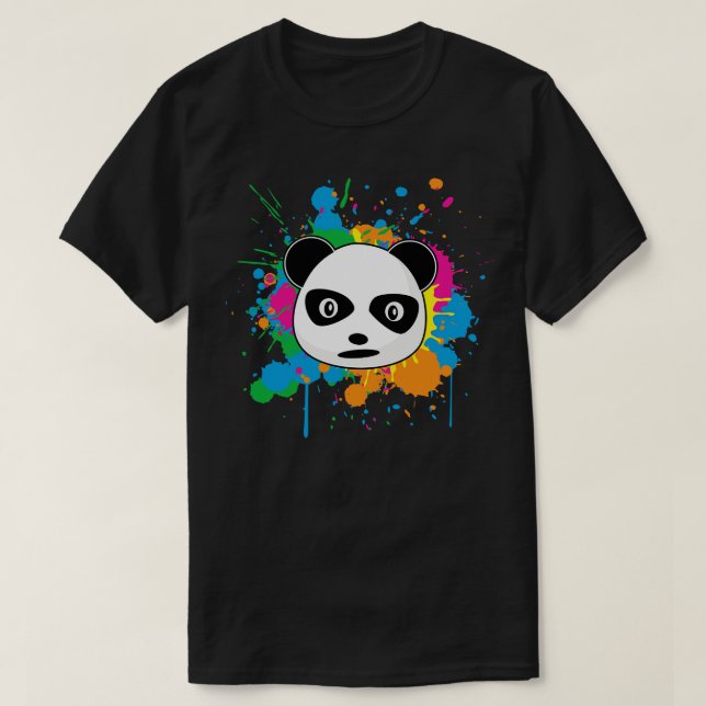 Camiseta Panda Face Paint Splash Splash Multi Color (Diseño del anverso)