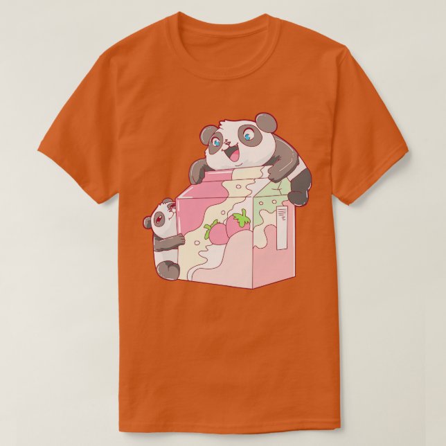 Camiseta Panda Fresa Milk Kawaii (Diseño del anverso)