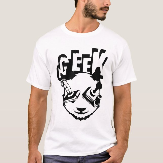 Camiseta panda geek manette jeux joystick video  (Anverso)