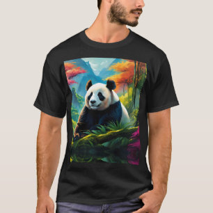 Camiseta Panda gigante en bosque de bambú en la montaña