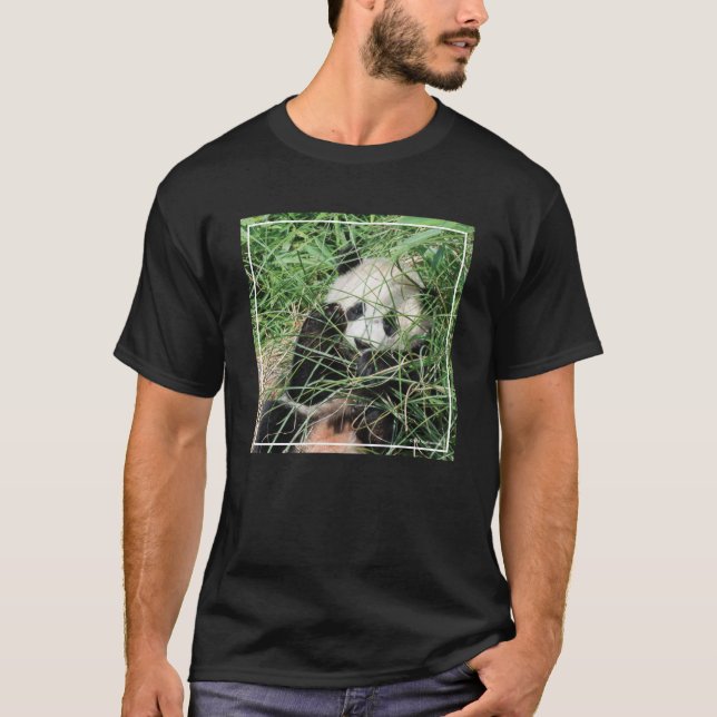 Camiseta Panda gigante que oculta en hierba (Anverso)