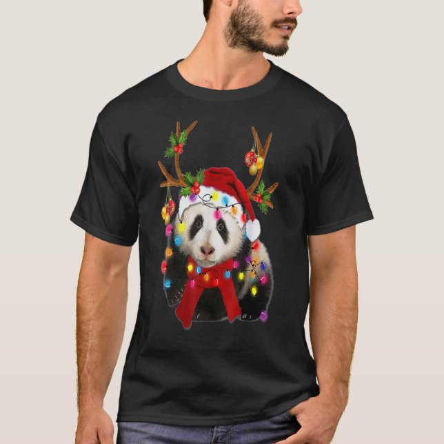 Camiseta Panda Gorgeer Reindeer Panda Christmas Tree Light (Anverso)