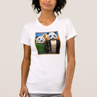 Camiseta Panda gótico americano con marco de bambú