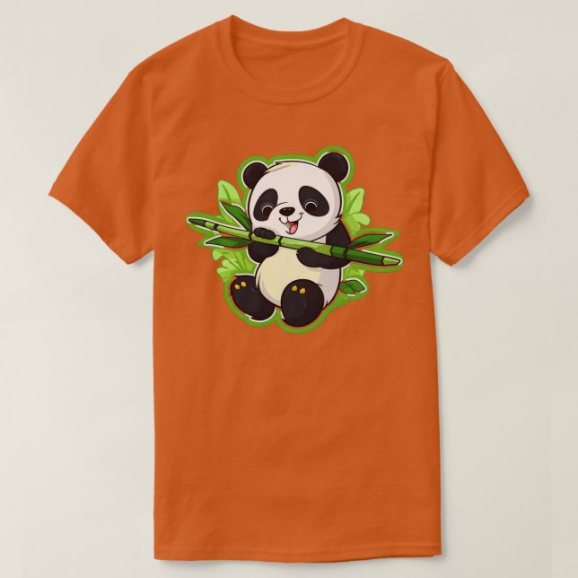 Camiseta Panda hambriento comiendo bambú (Diseño del anverso)