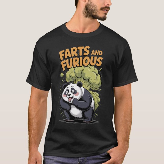 Camiseta Panda has Fun making Fart on a Black (Anverso)