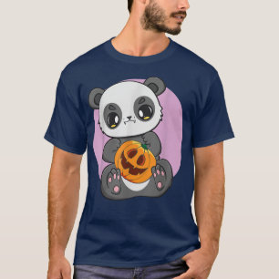 Camiseta Panda Holding Pumpkin Cute Anime Bear For Hallowee
