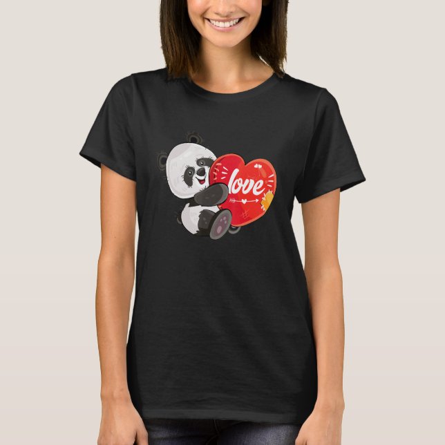 Camiseta Panda Hugging Heart Love Cute Panda Bear Lover Val (Anverso)