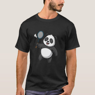 Camiseta Panda Inteligente Jugando Bádminton Divertido Humo