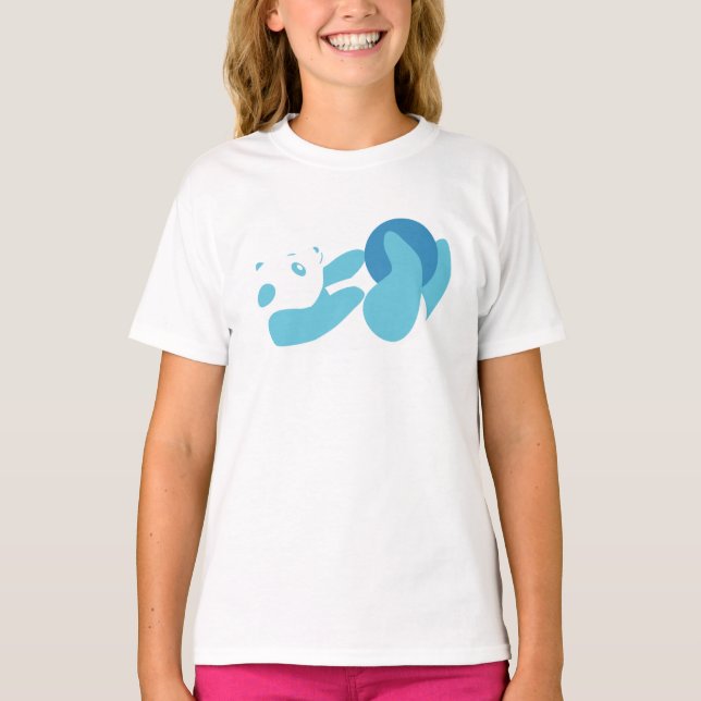 Camiseta Panda Jugando (Azul) (Anverso)