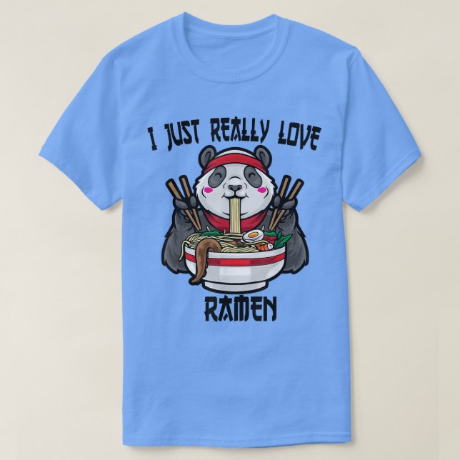 Camiseta Panda kawaii come ramen Anime japonés Fideos  (Diseño del anverso)