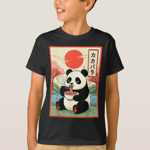 Camiseta Panda Kawaii Comiendo Ramen Fideos Anime Japoneses