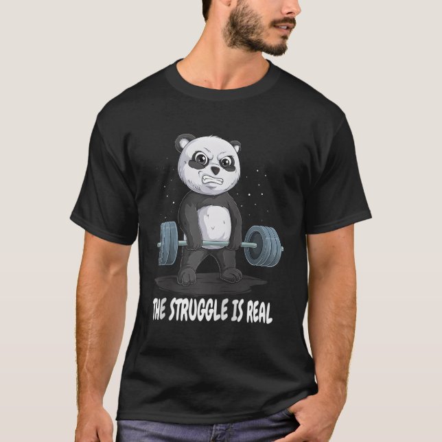 Camiseta Panda La Lucha Es Real Halterofilia Fitness G (Anverso)