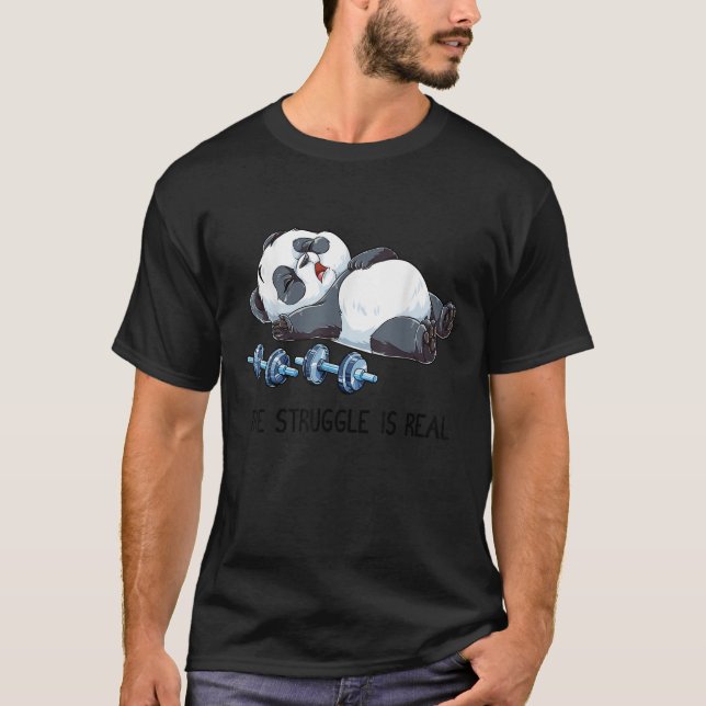 Camiseta Panda La Lucha Es Real Halterofilia Fitness G (Anverso)
