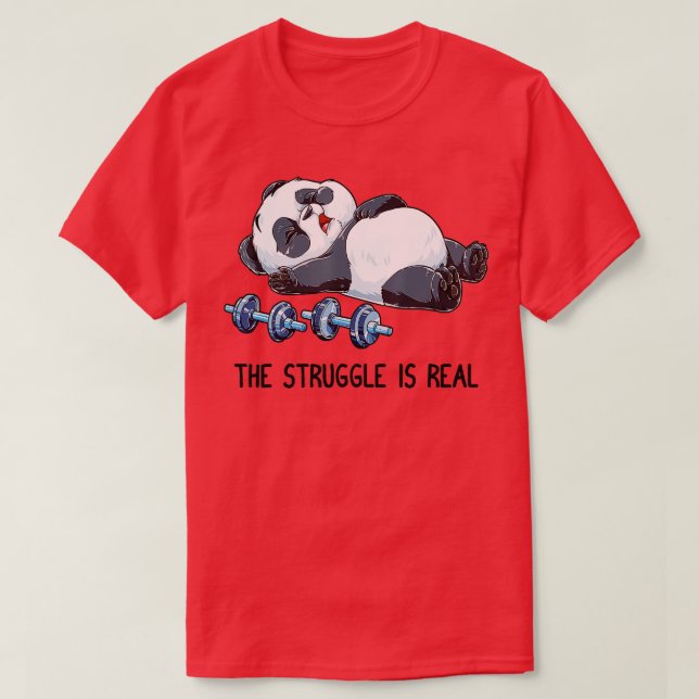 Camiseta Panda La Lucha Es Un Gy De Halterofilia Real (Diseño del anverso)