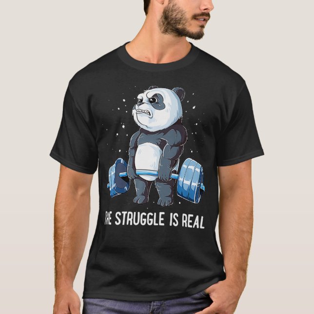 Camiseta Panda La Lucha Es Verdadera Halterofilia (Anverso)