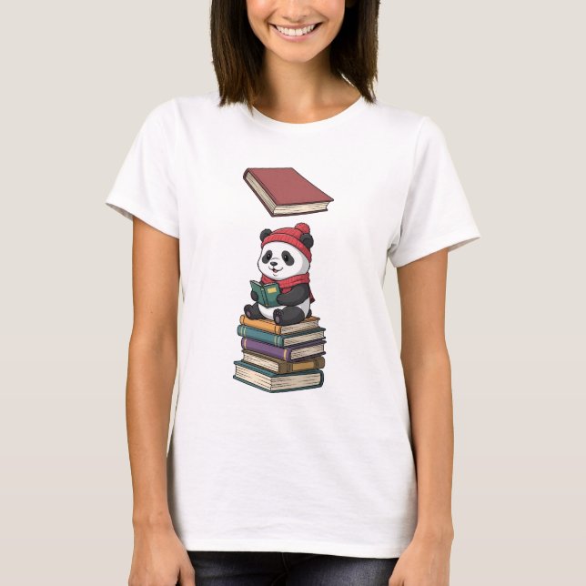 Camiseta Panda Lector Acogedor (Anverso)