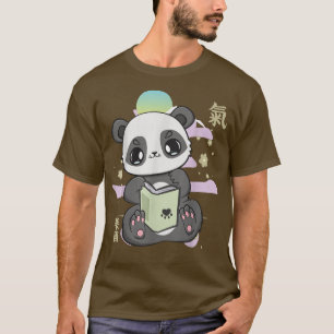 Camiseta Panda leyendo el oso de libros Anime Japan Kanji L