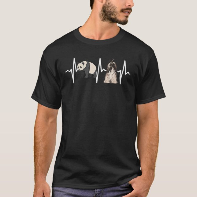 Camiseta Panda Lhasa Apsos Heartbeat Dog (Anverso)