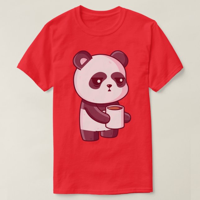 Camiseta Panda lindo bebiendo café (Diseño del anverso)