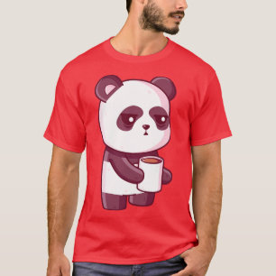 Camiseta Panda lindo bebiendo café