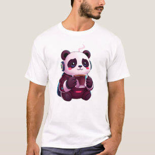 Camiseta Panda lindo con café