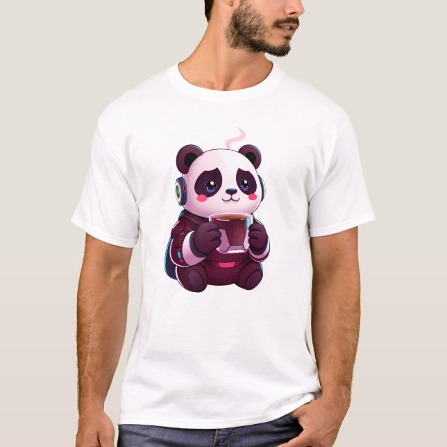 Camiseta Panda lindo con café (Anverso)