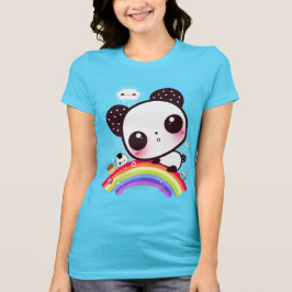 Camiseta Panda lindo con comida kawaii en arco iris