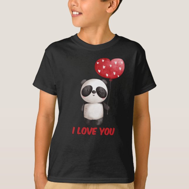 Camiseta Panda lindo con corazón | Te Amo Valentine Gift (Anverso)