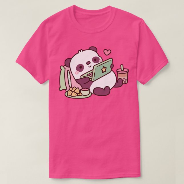 Camiseta Panda lindo con gotas y té de burbujas (Diseño del anverso)