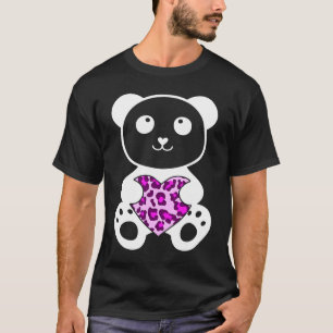 Camiseta Panda lindo con patrón leopardo corazón corazón co