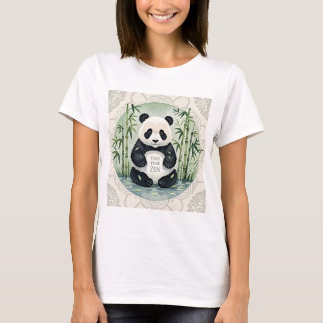 Camiseta Panda lindo de gran chubby sentado en una pose de  (Anverso)