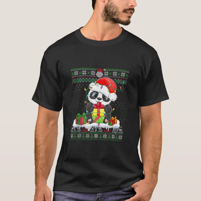 Camiseta Panda Lover Navidades Box Santa Panda Ugly Christm (Anverso)